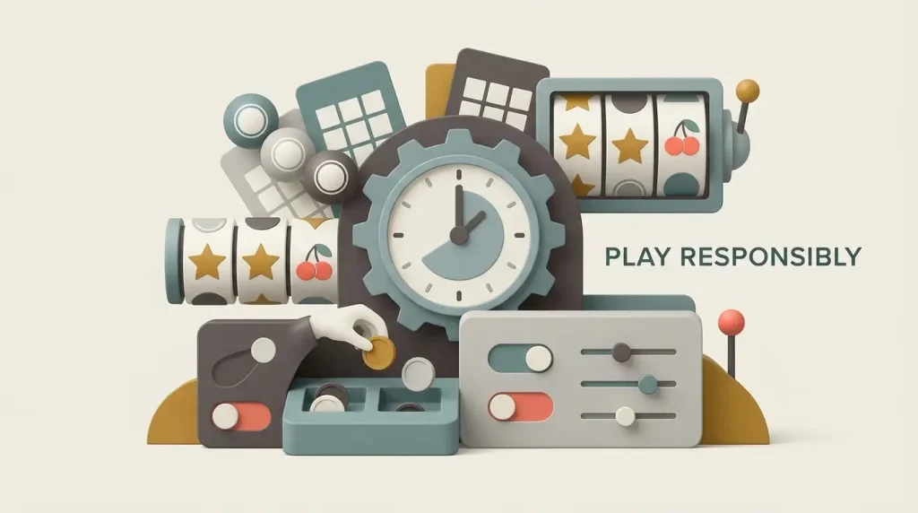 Abstract illustration of slot reels and bingo-inspired hybrid game shapes